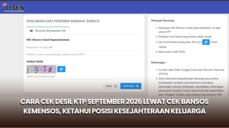 Cara Cek Desil KTP September 2026 Lewat Cek Bansos Kemensos, Ketahui Posisi Kesejahteraan Keluarga