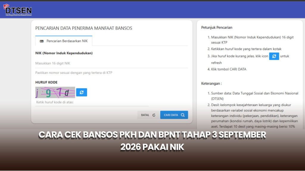Cara Cek Bansos PKH dan BPNT Tahap 3 September 2026 Pakai NIK