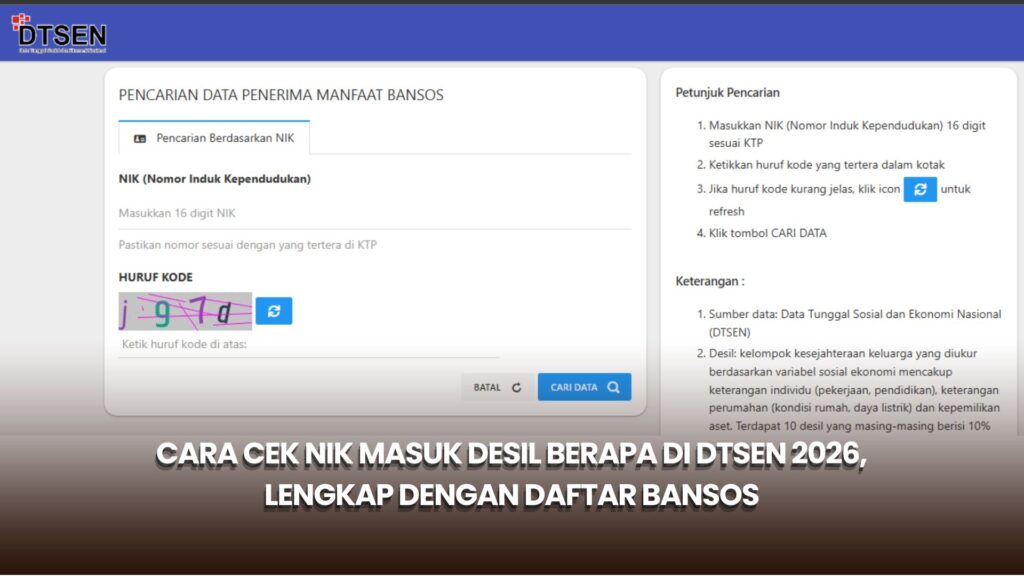 Cara Cek NIK Masuk Desil Berapa di DTSEN 2026, Lengkap dengan Daftar Bansos