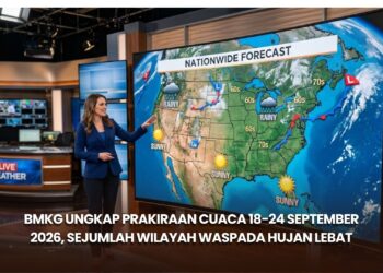 BMKG Ungkap Prakiraan Cuaca 18-24 September 2026, Sejumlah Wilayah Waspada Hujan Lebat