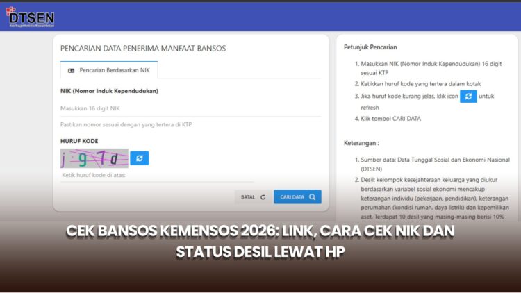Cek Bansos Kemensos 2026: Link, Cara Cek NIK dan Status Desil lewat HP