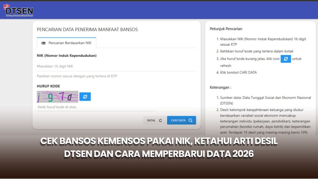 Cek Bansos Kemensos Pakai NIK, Ketahui Arti Desil DTSEN dan Cara Memperbarui Data 2026