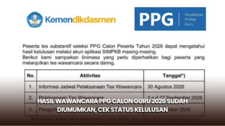 Hasil Wawancara PPG Calon Guru 2026 Sudah Diumumkan, Cek Status Kelulusan