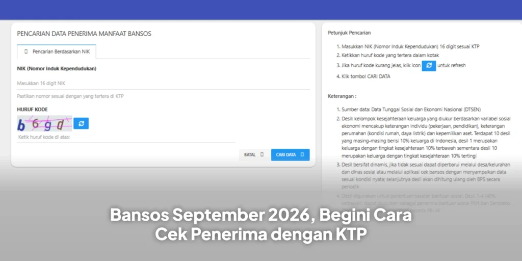 Bansos September 2026, Begini Cara Cek Penerima dengan KTP