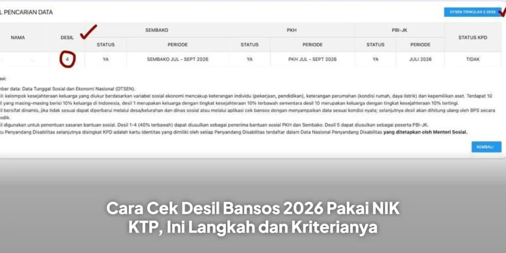 Cara Cek Desil Bansos 2026 Pakai NIK KTP, Ini Langkah dan Kriterianya