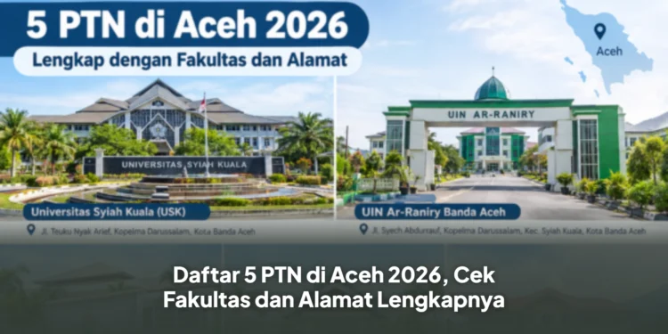 Daftar 5 PTN di Aceh 2026, Cek Fakultas dan Alamat Lengkapnya